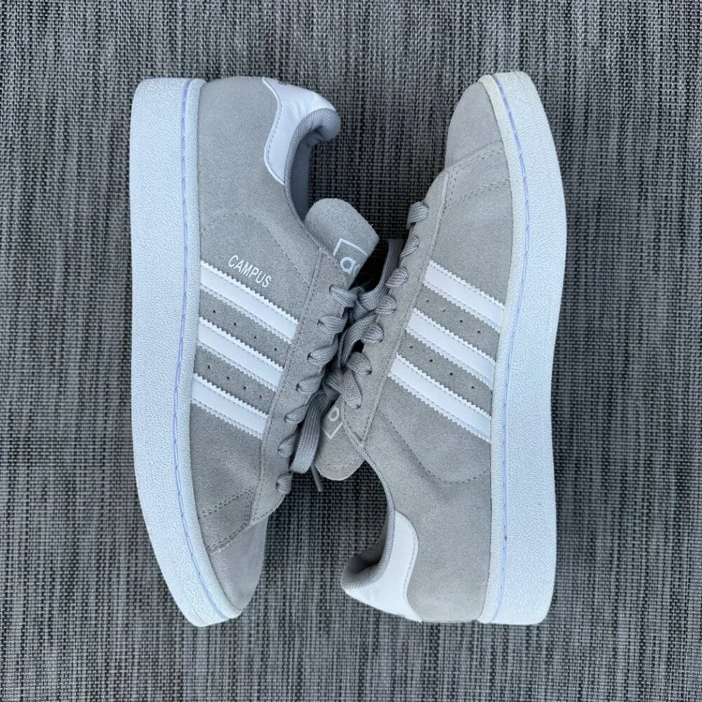 ADIDAS Campus Casual Sneakers Mens Sz 7.5 Gray White Suede Retro